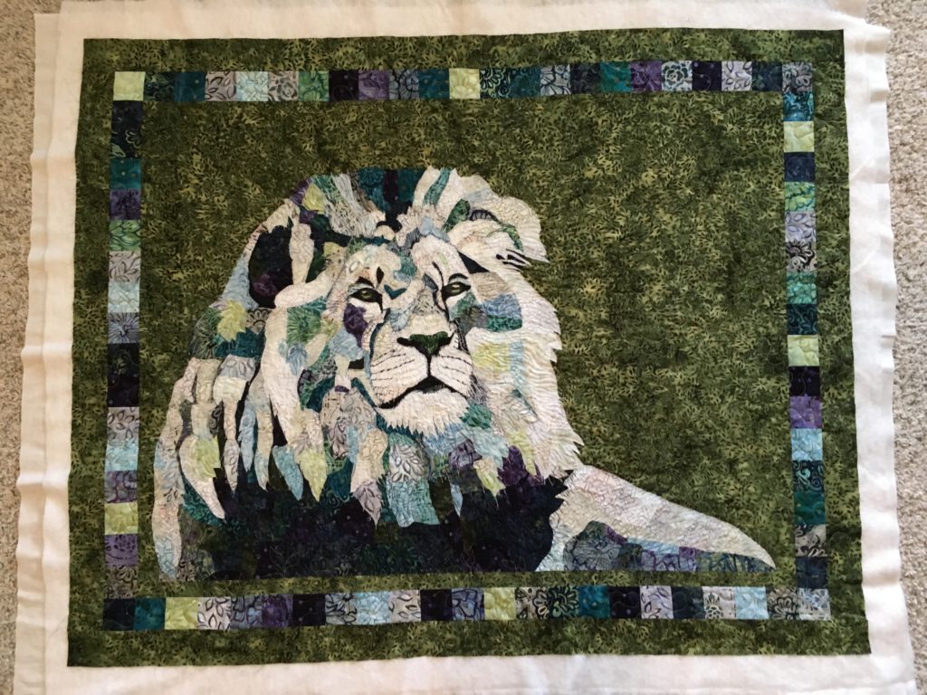 fabric collage quilt lion